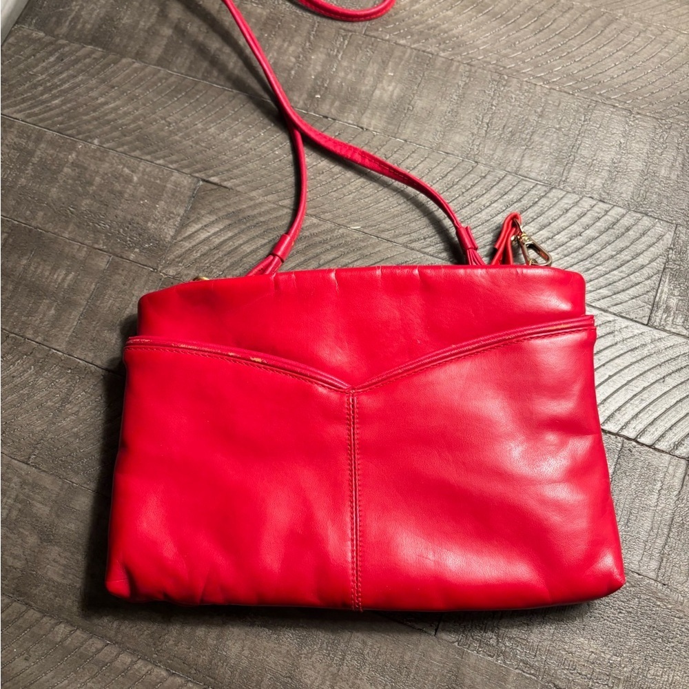Genuine Red Leather Bohemian Avant Garde Chunky Fashion Women's Crossbody Bag